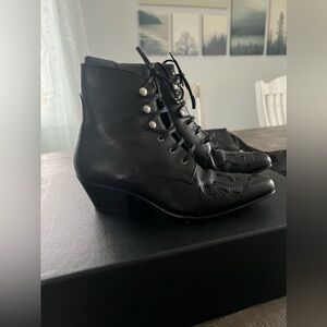 Saint Laurent black leather Susan 60 booties size 37.5